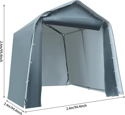 Immagine prodotto di Tenda da campeggio esterna - Tenda per garage e attrezzature - Materiale PE impermeabile - Struttura in acciaio - 240 x 240 x 240 cm - Capanno per biciclette da giardino