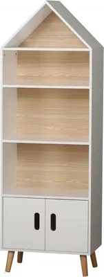 Obrázek produktu pro DOCHTMANN Dětská knihovna domeček, úložný regál pro děti vysoký, bílá 50x30x147cm
