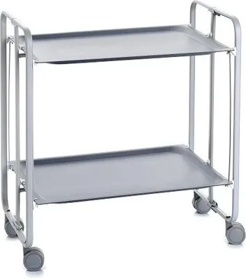 Produktbild von DON HIERRO - Klappbarer Servierwagen BAUHAUS mit Rollen – Metallgestell grau, 2 Ebenen, 4 Positionen