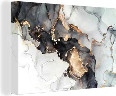Zdjęcie produktu dla OneMillionCanvasses® - Obraz na płótnie - Dekoracja ścienna - Marmur - Czarny - Biały - Złoty - - Abstrakcyjny - 150x100cm