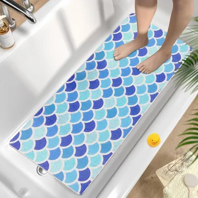 Immagine prodotto di Tappetino antiscivolo per doccia, 40x100 cm, antibatterico, con fori di drenaggio, colore blu