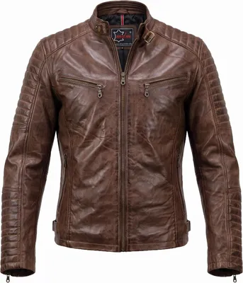 Productafbeelding van Heren bikerjack van lamsleer in vintage stijl met slim fit