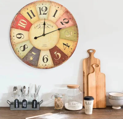 Zdjęcie produktu dla Zegar ścienny The Living Store Vintage kolorowy 60 cm