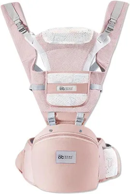 Productafbeelding van Draagzak met heupzitje - Kinderdrager - Comfortabel dragen - 3-in-1 ontwerp - 0-36 maanden - Roze