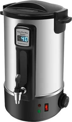 Produktbild von Edelstahl Wachsschmelzer, 1100W Großer Wachsschmelztopf mit Praktischer Wasserhahn Schmelztopf Einstellbare Temperatur für kleine Wachsgeschäfte 20.6x39cm