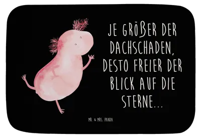 Produktbild von Mr. & Mrs. Panda duschmatte Axolotl Tanzen - Schwarz - Geschenk, Badteppich, Badematte, Beste Freundin, Lurche, Badezimmerteppich, Badvorleger, gut Gelaunt, bad läufer
