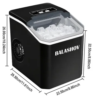 Produktbild von Elektrische Eismaschine - Tragbarer Eiswürfelbereiter - Automatisch - Kugelförmige Eiswürfel - EU-Stecker - Schwarz