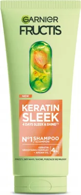 Produktbild von Fructis Keratin Sleek Shampoo für trockenes und krauses Haar 200ml