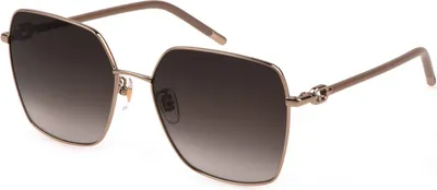 Produktbild von Damen-Sonnenbrille in Gold mit quadratischen Rauchgläsern