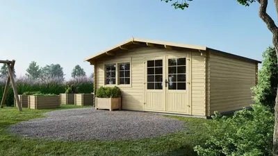 Immagine prodotto di Casetta da giardino in legno - 25m2 - 5x5m - 34mm - colore: naturale
