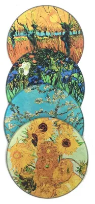 Van Gogh Glas-Untersetzer, Set mit 4, mehrfarbig, quadratisch