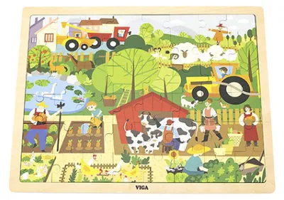 Produktbild von Kinder-Holzpuzzle Viga Farm 48 Teile