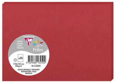 Produktbild von Clairefontaine Karton, Format C6, "Pollen"-Serie, 210g, Kirschrot, Packung mit 25 Blatt