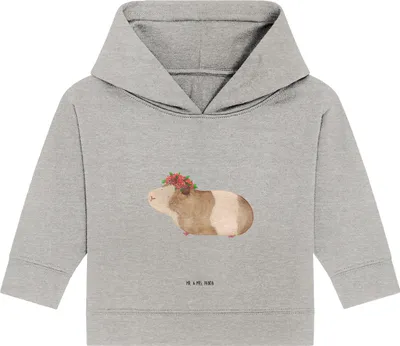 Produktbild von Mr. & Mrs. Panda Organic Baby Hoodie Meerschweinchen Weisheit 24. - 36. Monat - Heather Grey - Geschenk, Lustige Sprüche, Spruch, Kapuzenshirt, Kapuzensweatshirt, Wunder