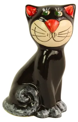 Produktbild von Dekofigur Katze aus Keramik schwarz - Keramikfigur Tierfigur Dekoration Deko