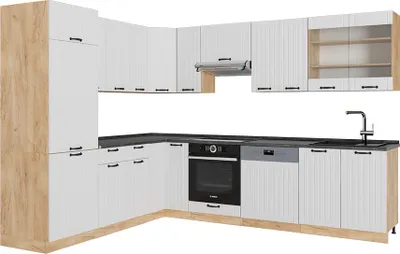 Produktbild von Eckküche Vicco Fame-Line Weiß Landhaus 227 x 60 cm , AP Anthrazit, Model 57169