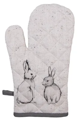 Produktbild von Clayre & Eef Ofenhandschuh 18x30 cm Beige Grau Baumwolle Kaninchen