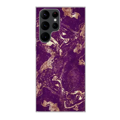 Produktbild von MuchoWow® Handyhülle Schutzhülle Hülle für Samsung Galaxy S22 Ultra Naturstein - Kalkstein - Gold Silikon Softcase Handy Hülle - Abbildung