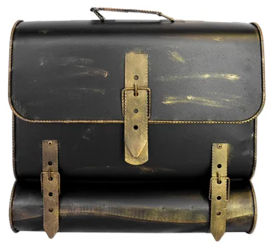 Briefkasten antiker Schulranzen von HMF mit 36 cm Breite in Gold