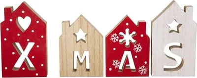 Produktbild von 4 Häuschen - Xmas - rot/weiß/braun - ca. 28 x 2 x 12 cm