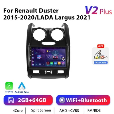 Obrázok produktu pre Pre Renault Duster 2015–2020 – autorádio s Androidom 2-DIN – dotykový displej 22,9 cm – CarPlay – 2 GB + 64 GB – GPS navigácia – RDS – Android 13