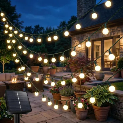 Solar-Lichterkette 13,9 m, 120 warmweiße LEDs, IP65, 8 Modi