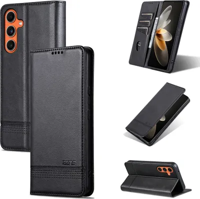 Obrázek produktu pro Kožené pouzdro pro Samsung Galaxy C55 / M55, skládací peněženkové pouzdro s magnetickým uzávěrem a stojánkem černé