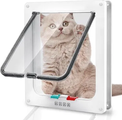 Productafbeelding van Kattenluik - Kattenklep - Zelfstandige Toegang - Verstelbare Opening - L - Wit