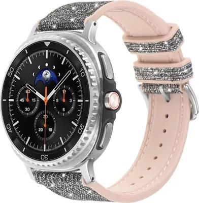 Obrázok produktu pre Pre Samsung Galaxy Watch 8 / 8 Classic Glitter silikónový hybridný remienok čierny