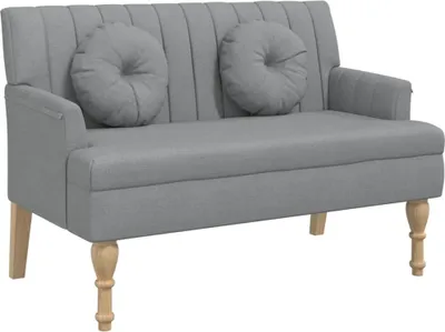 Zdjęcie produktu dla Ławka Z Poduszkami, Jasnoszara, 113X64,5X75,5 Cm, Tkanina Lumarko! Lumarko!