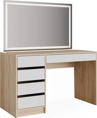 Produktbild von Schminktisch Vicco Sherry Weiß/Sonoma 120 cm mit LED-Spiegel, Model 36920