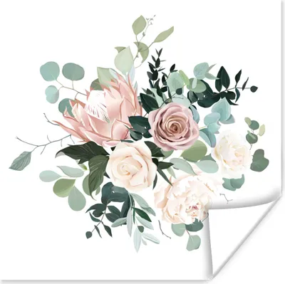 Produktbild von MuchoWow® Poster Blumen - Rosen - Pfingstrose 50x50 cm - Wohnzimmerdekoration