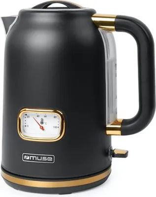 Produktbild von Muse MS-030 BC, 1,7 l, 2200 W, Schwarz, Edelstahl, Wasserstandsanzeige, Drahtlos