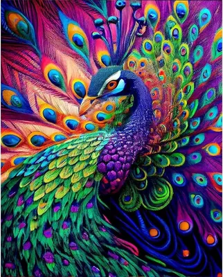 Kreuzstichset Pfau vorgedruckt 11CT 40x50 cm Stickpaket Wanddeko
