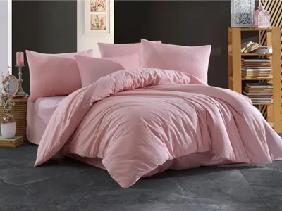 Zdjęcie produktu dla Francuska pościel krepowa UNI 240x200, 70x90 cm różowa