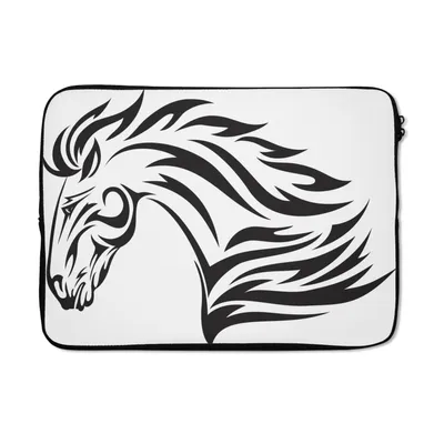 Produktbild von MuchoWow® Laptop Hülle 13 Zoll Pferd Kontur Tattoo Laptoptasche - Laptophülle - Sleeve - Rundumschutz