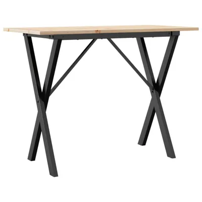 Image de Table à manger cadre en X 100x50x75 cm bois de pin massif acier
