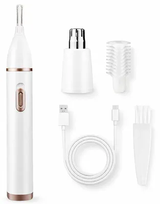 Produktbild von Augenbrauenrasierer Elektrisch Gesichtshaartrimmer mit Nasenhaaraufsatz 350mAh Akku USB Aufladung Kompakt Weiß
