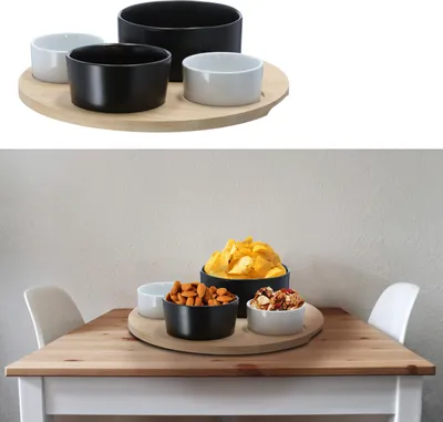 Produktbild von Servierschalen Set Tablett Bamubs Porzellan 25x25x1cm Schalen Tablett Schüssel Snackschale Servierschale