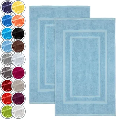 Produktbild von Badematte Badvorleger 2er Pack 50x80cm, 100% Baumwolle, Hell blau