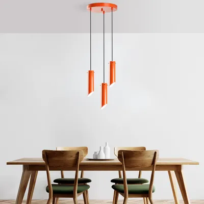 Produktbild von Opviq, Kesik - 6916 - Orange, Kronleuchter, METALLKÖRPER, Orange, 114 x 30 x 30 cm