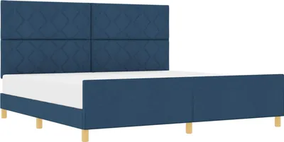 Immagine prodotto di vidaXL Struttura letto con testiera blu 200 x 200 cm in tessuto