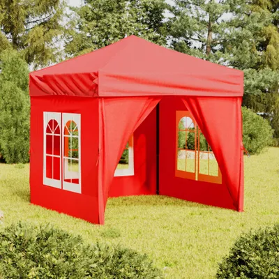 Immagine prodotto di The Living Store Tenda per feste pieghevole con pareti laterali rosse 2x2 m