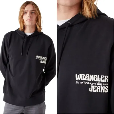 Produktbild von WRANGLER Herren, Sweatshirt SLOGAN HOODIE, 3XL, Schwarz, kapuzenpullover, , hoodie