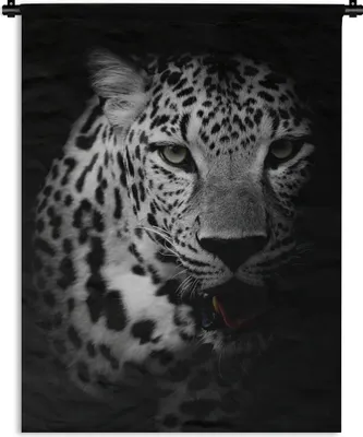 Produktbild von MuchoWow® Wandteppich Wandbehang Tiere - Schwarz - Weiß - Panther - Porträt 60x80 cm Tapisserie Dekoration Wandtuch - Decke - Wandtücher - Wohne