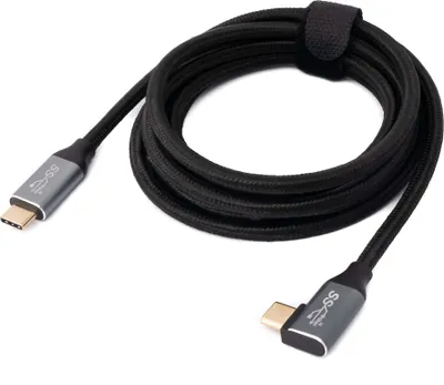 Obrázok produktu pre SYSTEM-S USB 3.1 Gen 2 100W kábel 2 m typ C s uhlovou zástrčkou v čiernej farbe