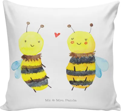 Produktbild von Mr. & Mrs. Panda zierkissen 40x40 Biene Verliebt - Weiß - Geschenk, kissen für sofa, Dekokissen, Sofakissen, Deko