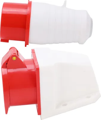 Obrázek produktu pro 16 A průmyslová nástěnná zásuvka, 5pólová, 3fázová, IP44 vodotěsná, 220–380 V/240–415 V, 3P+N+E