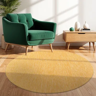 Produktbild von TT Home Teppich Für Outdoor Wetterfest Küchenteppich Balkon Terrasse Unifarbenes Design Modern Größe 200 cm Rund