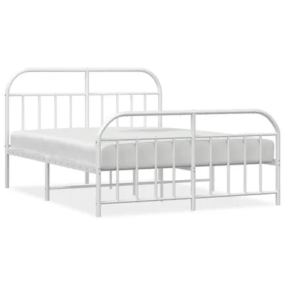 Zdjęcie produktu dla Metalowa Rama Łóżka Z Wezgłowiem I Zanóżkiem, Biała, 140X200 Cm Lumarko!